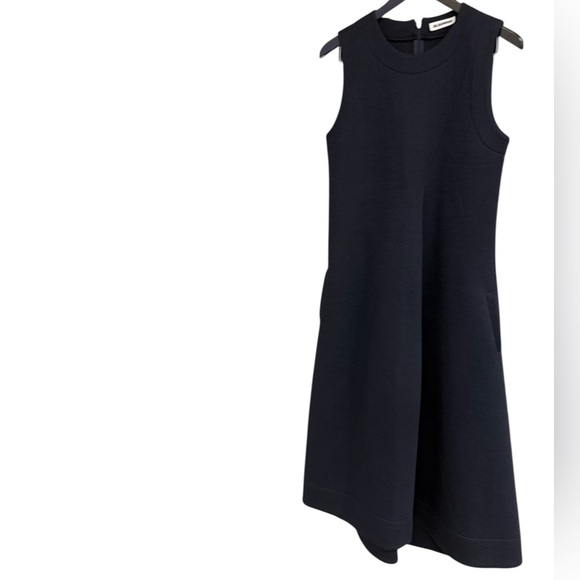 Jil Sander size 10 Laine Wool EUC long Blue A-Line Crew Neck Dress- thicker wool - Picture 2 of 15